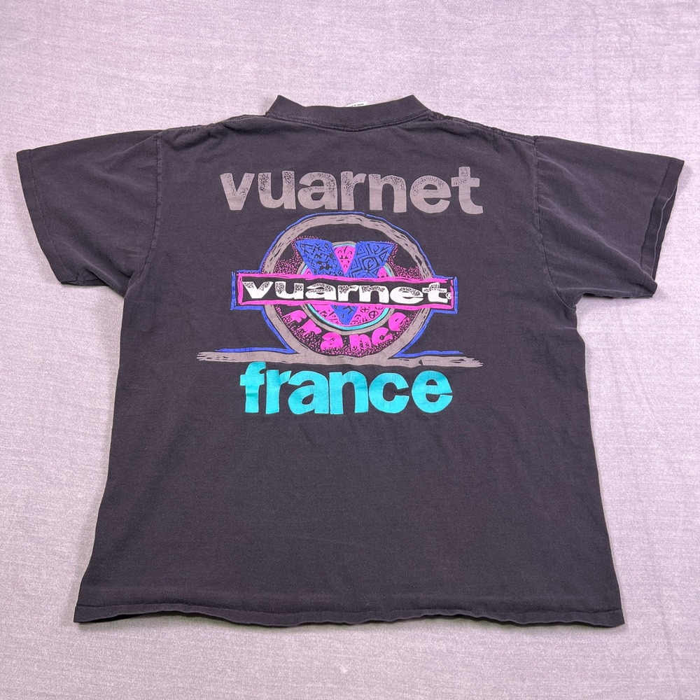 Vuarnet France Vintage Graphic T Shirt Mens XL Black 90s Single Stitch